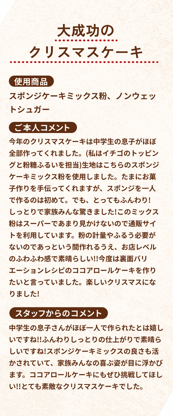 大成功のクリスマスケーキ